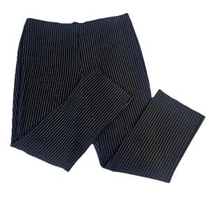 Chico's Pants sz 14/2.5 Petite Black White Pinstripe Stretch Ponte Knit Stretch